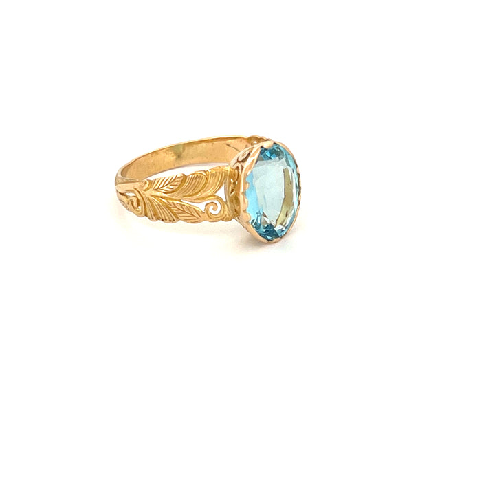Aquamarin Ring aus 18 Karat Gold – Handgefertigte Eleganz mit Filigranarbeit