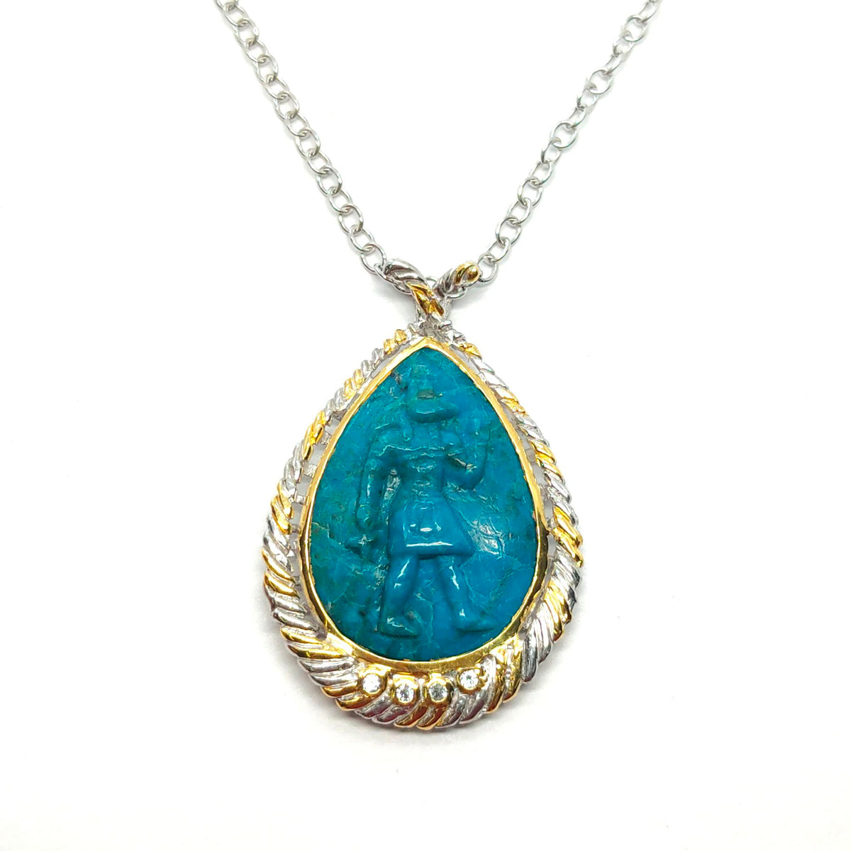 Pharao Anhänger mit Türkis und Blautopas in 925 Sterlingsilber – Gallardos-Design Schweiz