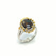 „Solaris Eclipse“ Opal-Ring – 925 Silber, Gold & Orange Saphire