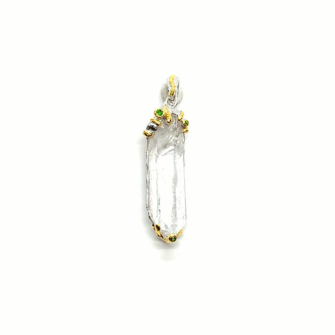 Lemurischer Bergkristall Anhänger mit Chromdiopside in Silber – Gallardos-Design Schweiz