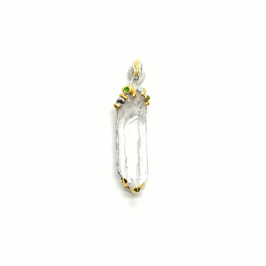 Lemurischer Bergkristall Anhänger mit Chromdiopside in Silber – Gallardos-Design Schweiz