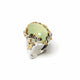 Prehnit Statement-Ring 925 Silber & Teilvergoldet