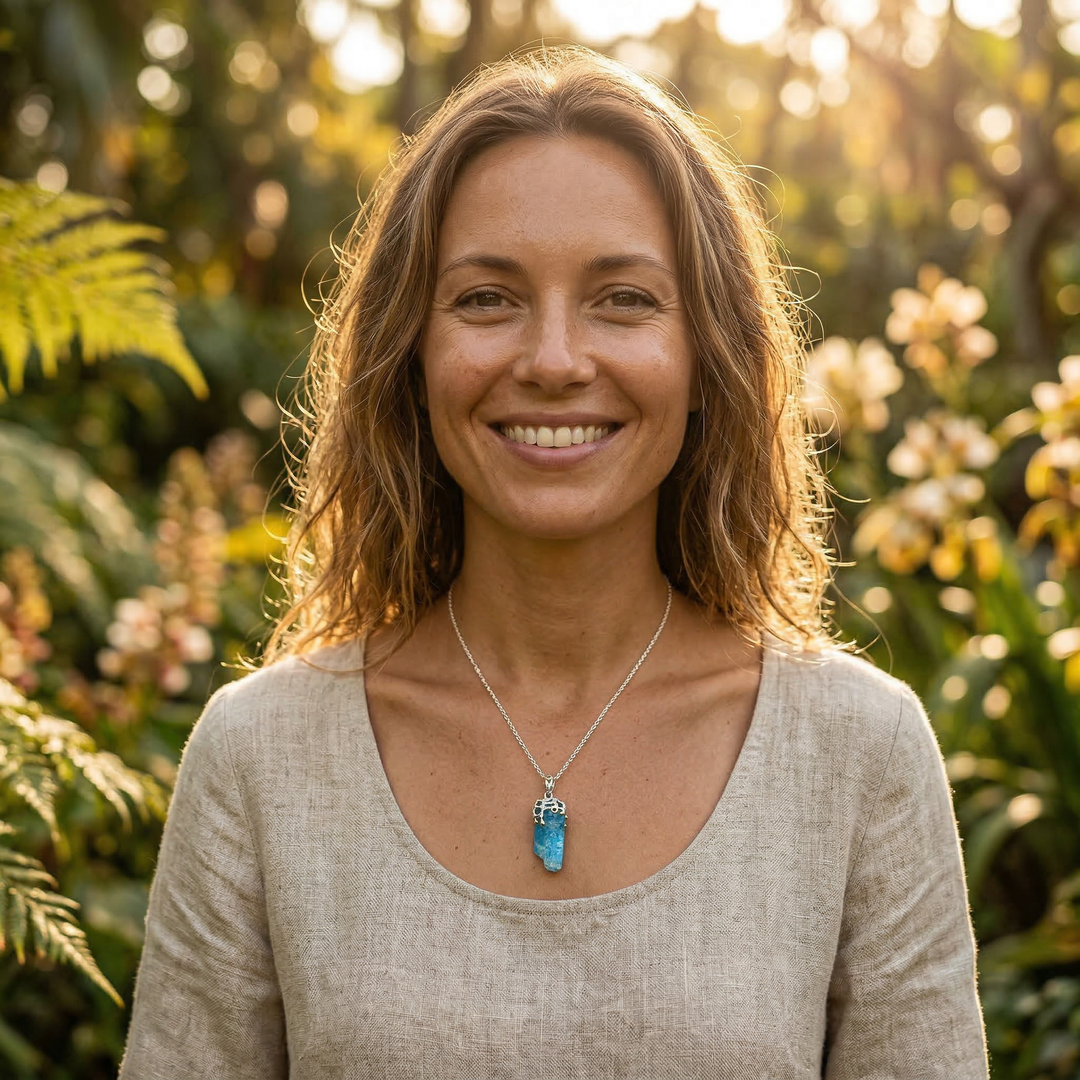 Roher Aquamarin mit blauem Saphir