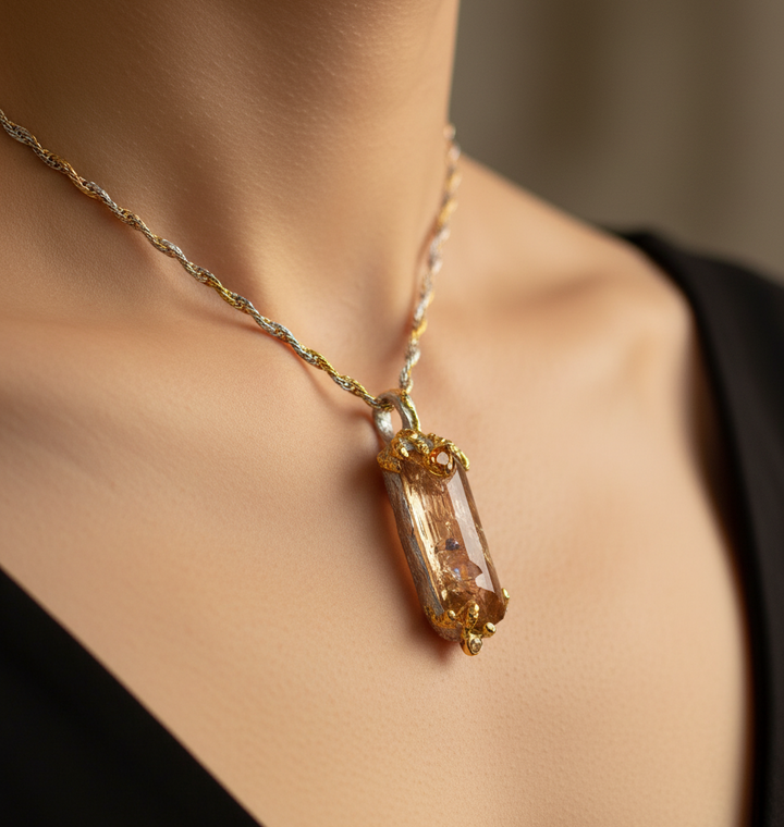 Golden Topaz Anhänger mit gelben Saphire