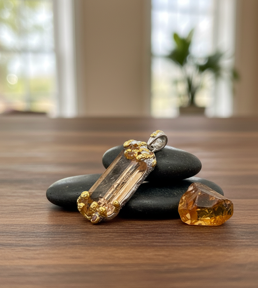 Roh Golden Topaz mit Saphire