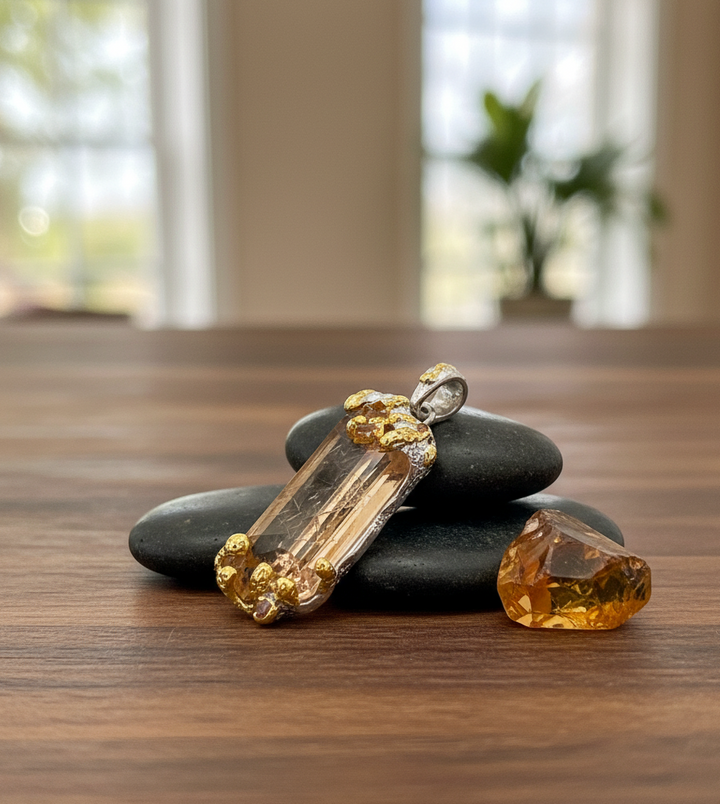 Roh Golden Topaz mit Saphire