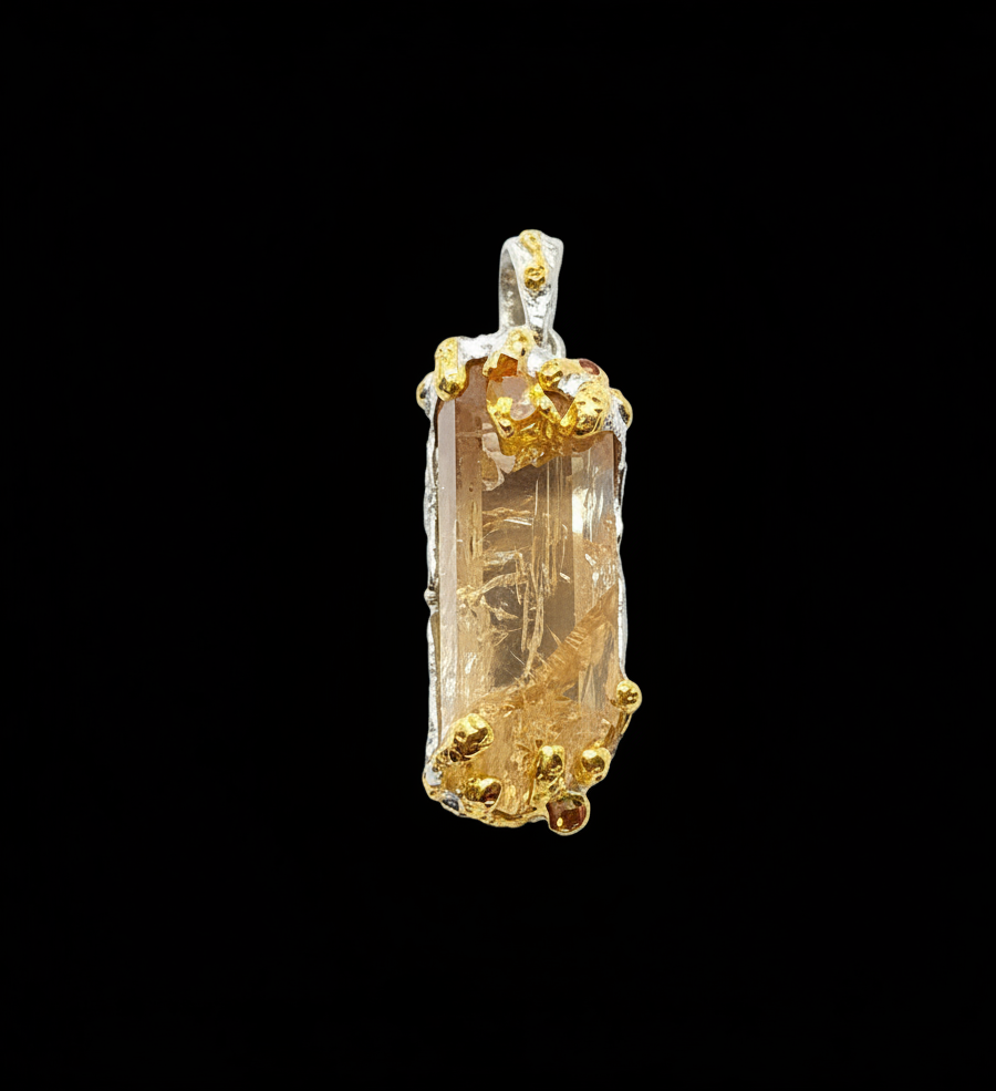 Roh Golden Topaz mit Saphire