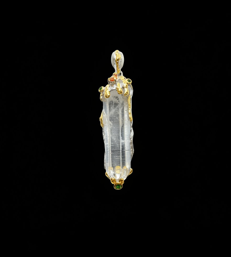 Lemurien Kristal mit Saphire & Chrom Diopside