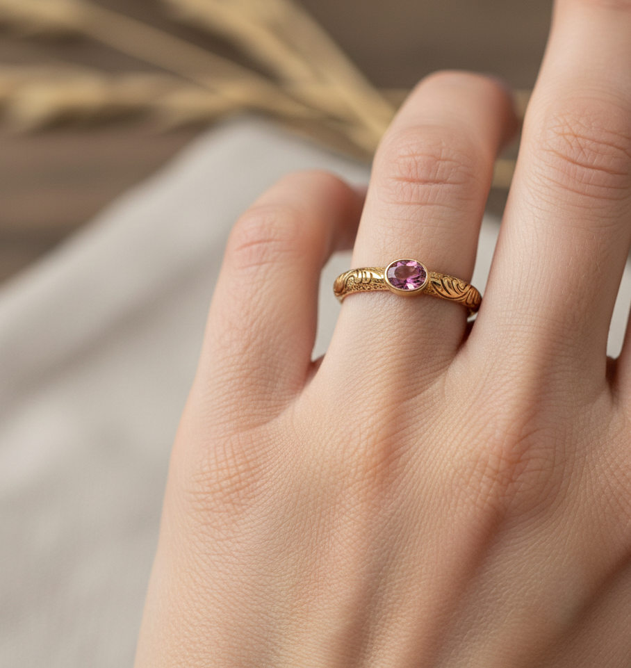 Rosa Turmalin Ring aus 18 Karat Gold – Zeitlose Eleganz in Handarbeit