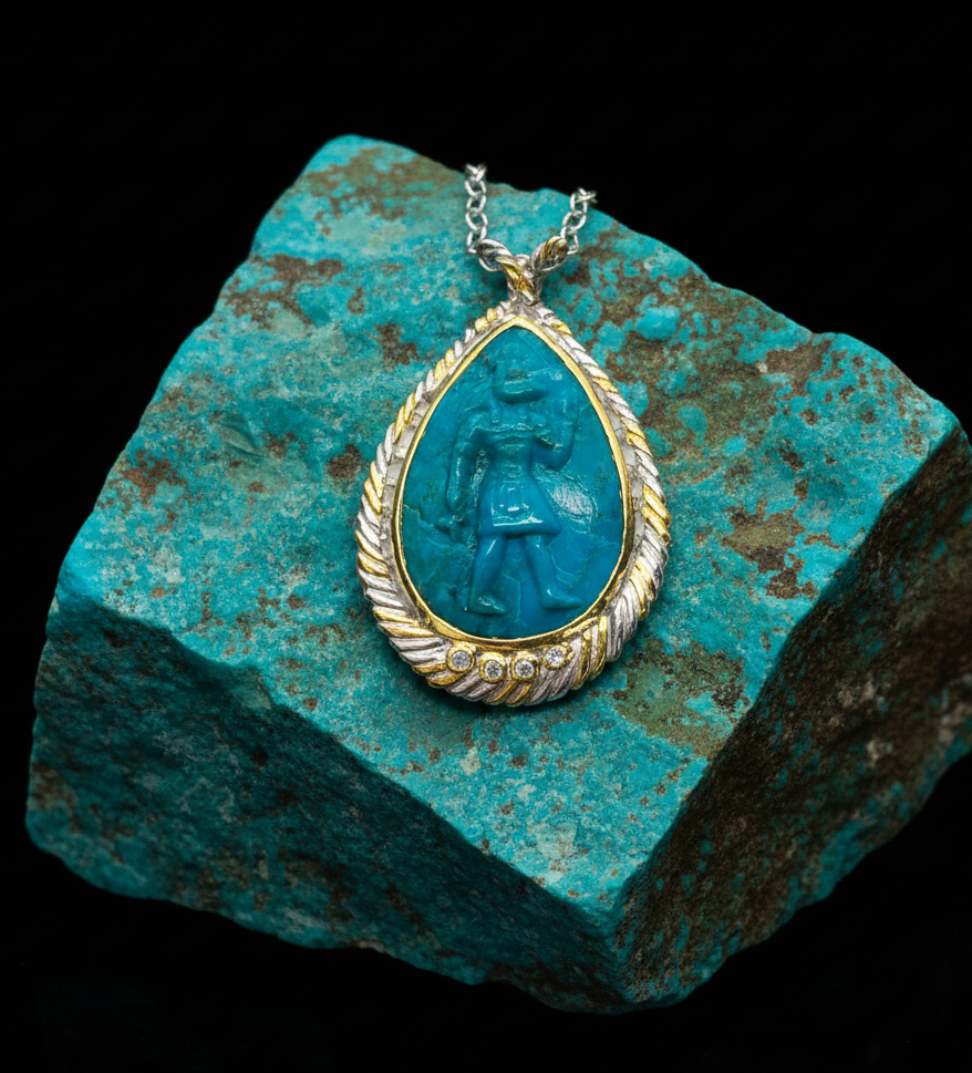 Pharao Anhänger Türkis & Blautopas