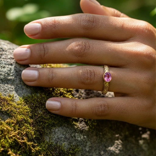 Rosa Turmalin Ring aus 18 Karat Gold – Zeitlose Eleganz in Handarbeit