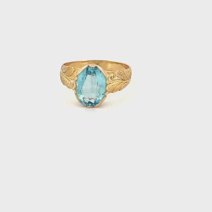Aquamarin Ring aus 18 Karat Gold – Handgefertigte Eleganz mit Filigranarbeit
