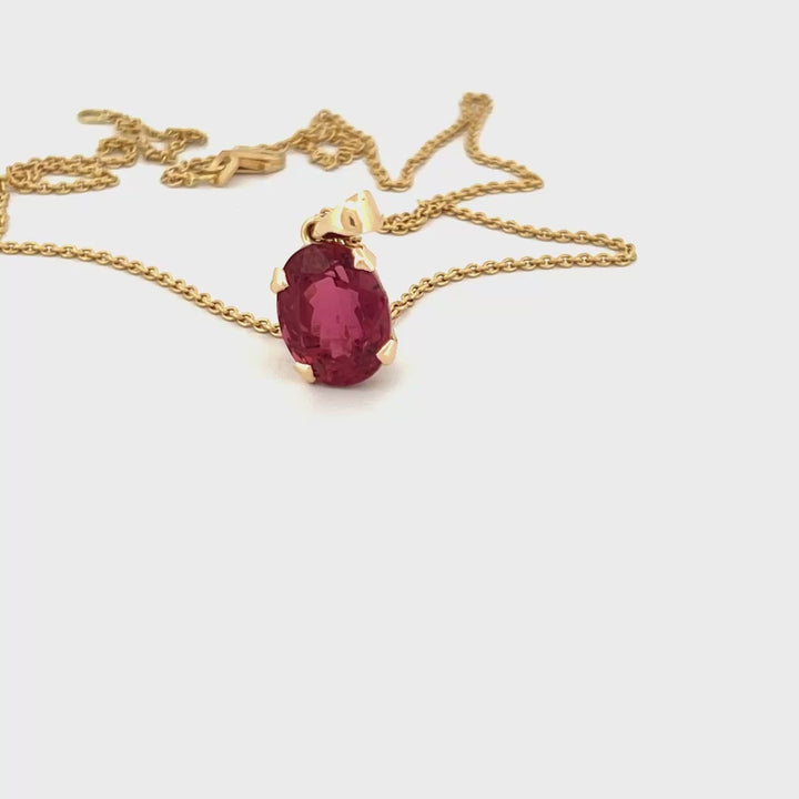 Rubilite Turmalin Anhänger – Handgefertigt in 18 Karat Gold